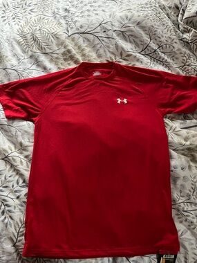 Under Armour Red Short Sleeve Performance Tee with White Logo